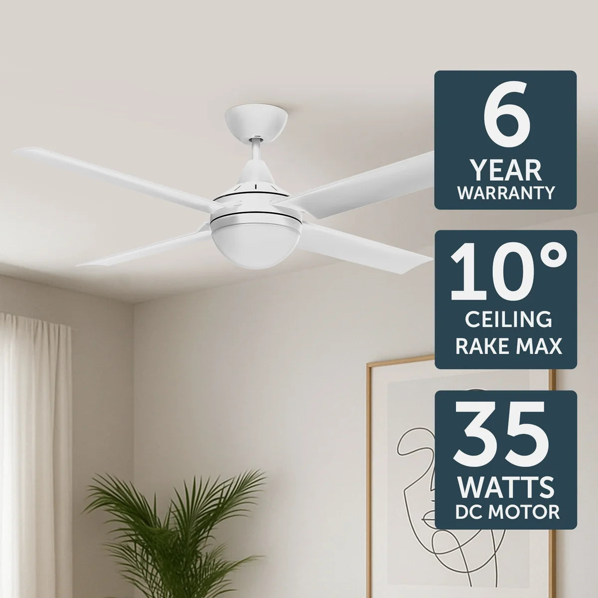 Brilliant Matt Cairns 52"(1320mm) DC Ceiling Fan with Light- White