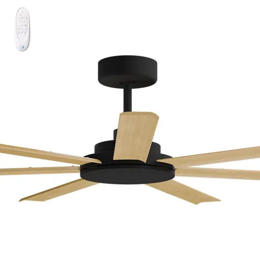 Calibo Alula 60" (1524mm) 7 Blade Indoor/Outdoor DC Ceiling Fan & Remote - Black & Bamboo