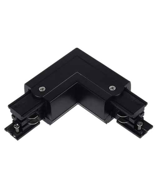 4 Wire 3 Circuit Universal Tracks, Connectors, End Cap & Live End - Connector L-Piece (Left) BLACK
