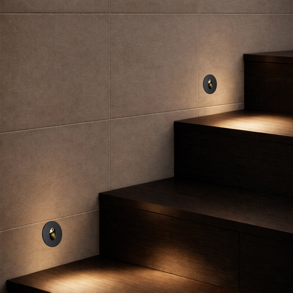 SNAP Round LED Stair Wall Light - Black