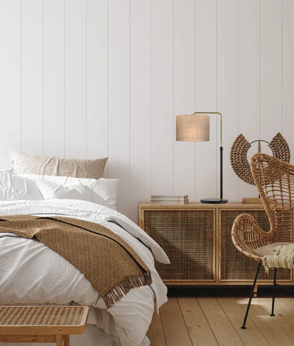 ARRIBA: Drum Shade with Marble Base Height Adjustable Table Lamp - Cork