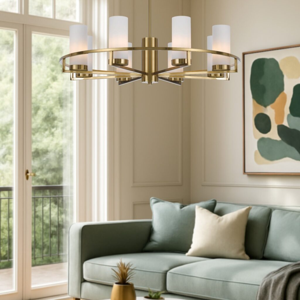 EAMON 8 Pendant Light - Brass/Opal Matt