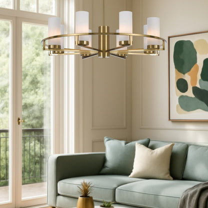EAMON 8 Pendant Light - Brass/Opal Matt