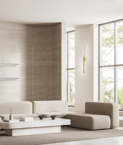 RACHA: Interior Linear LED Tri-CCT Wall Light - Brass