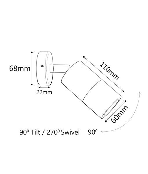GU10 Exterior Wall Pillar Spot Lights (Solid Patina Brass) IP65 - Single Adjustable