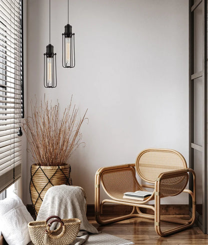 BLACKBAND Industrial Black Tubular Bird Cage Pendant Light