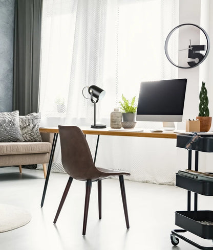 TAZZA: Ellipse Shade with Antique Brass Highlight Table Lamp - Matte Black