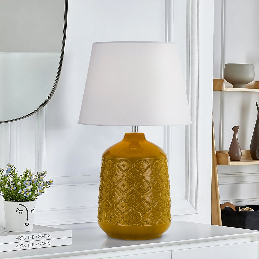 BACI CERAMIC Table Lamp - Butterscotch/White