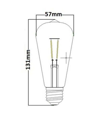 ST57 LED Filament Globes (4W) - Options: ES (E27)