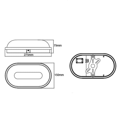 BULK: Oval LED Exterior Bulkhead Lights with Optional Cage IP65 - White