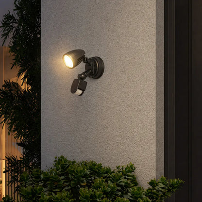 ILLUME Single Exterior LED Spotlight with Sensor- Black