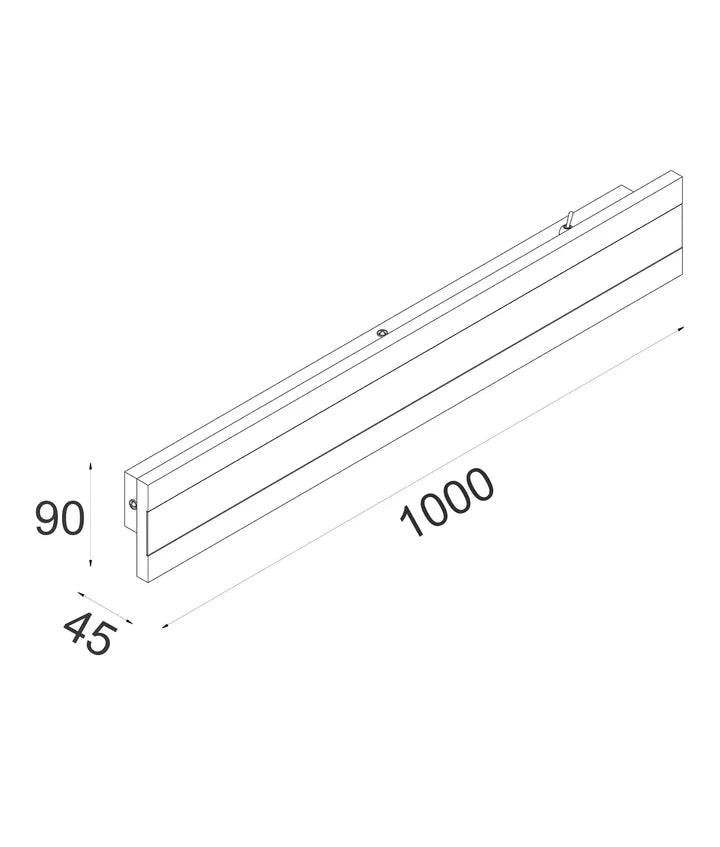 BANDA: LED Tri-CCT Rectangular with Frosted Diffuser Wall Light IP65 - Black 1000mm