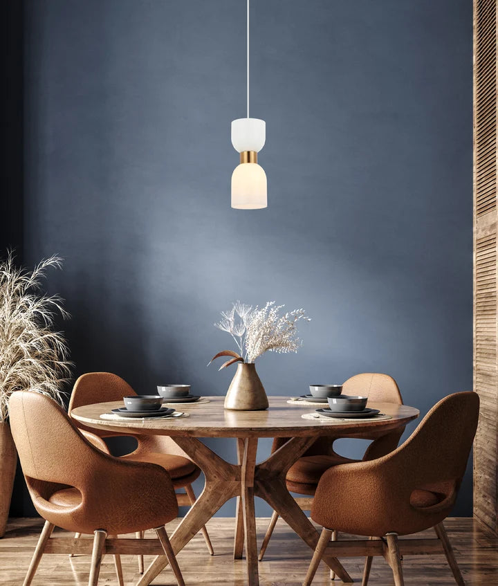 CLESSIDRA: Interior Mirror Finish Opal Glass Ellipse Pendant Lights