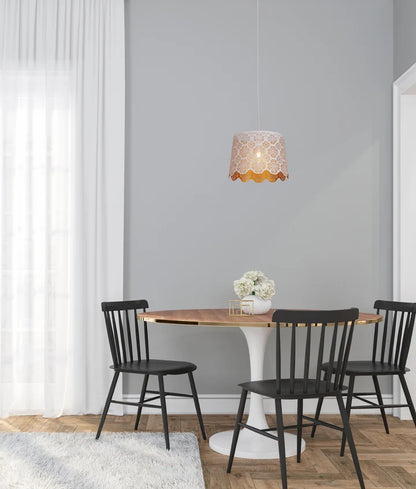 PENSHADE: Interior Slanted with Flower Pattern Laser Cut Pendant Light - White
