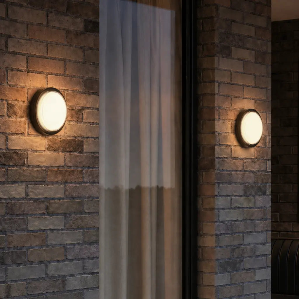 VIGGO Exterior Round Bunker LED Light - Black