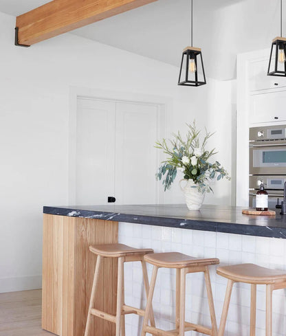 LANTERNA: Scandinavian Wood Trapezium Pendant Light - Black