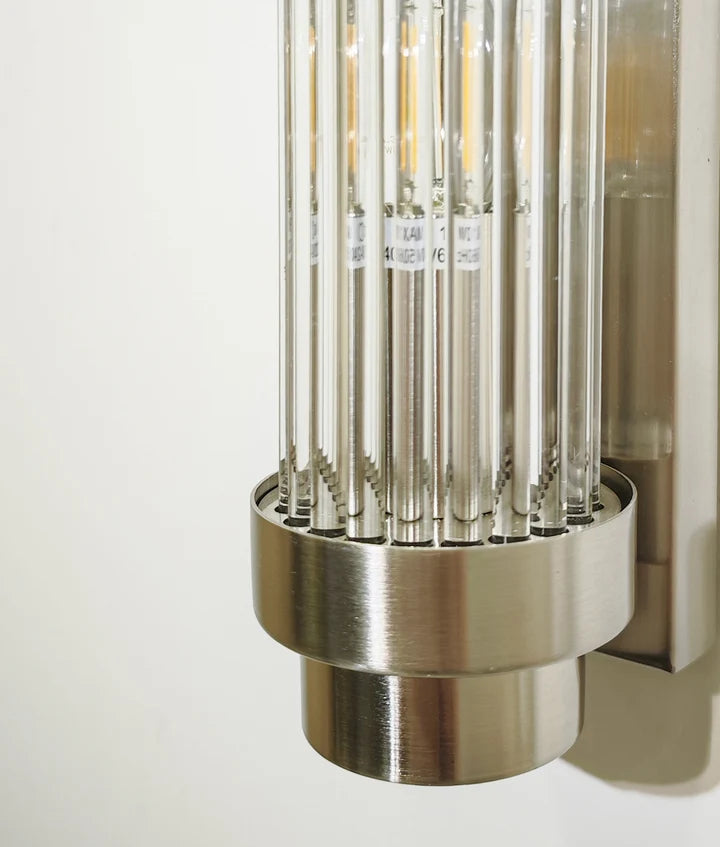 VARILLAS: Interior Up/Down Clear Glass Rod Wall Light - Chrome