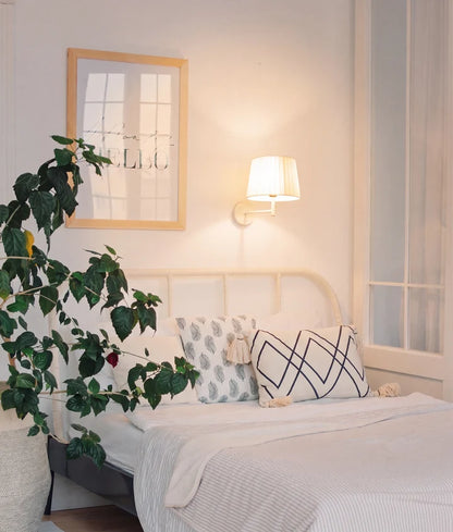 PREGA: Interior Slanted Pleated Fabric Shade Wall Light - White
