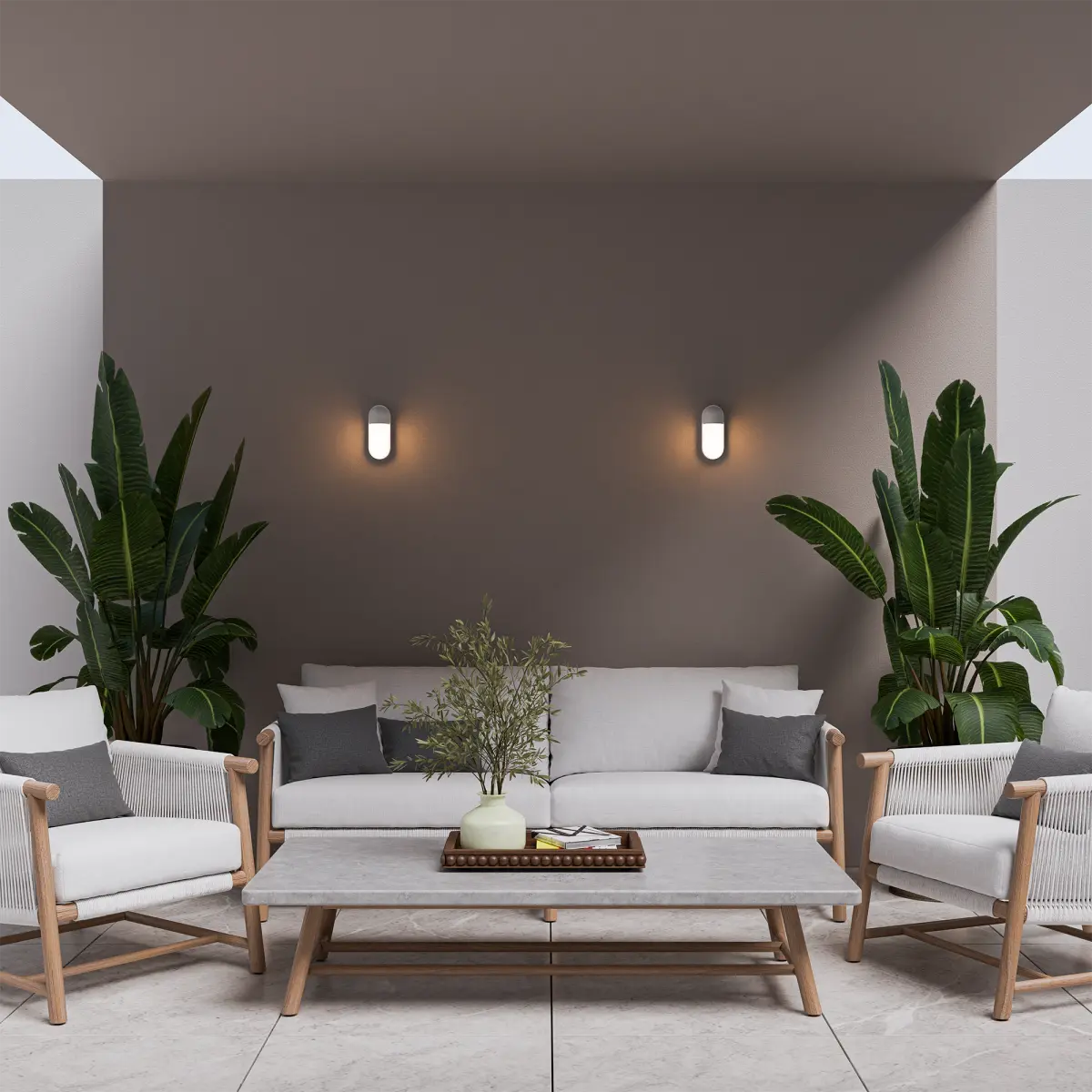 Calibo Drift Minimalist Capsule Outdoor LED Wall Light - Black