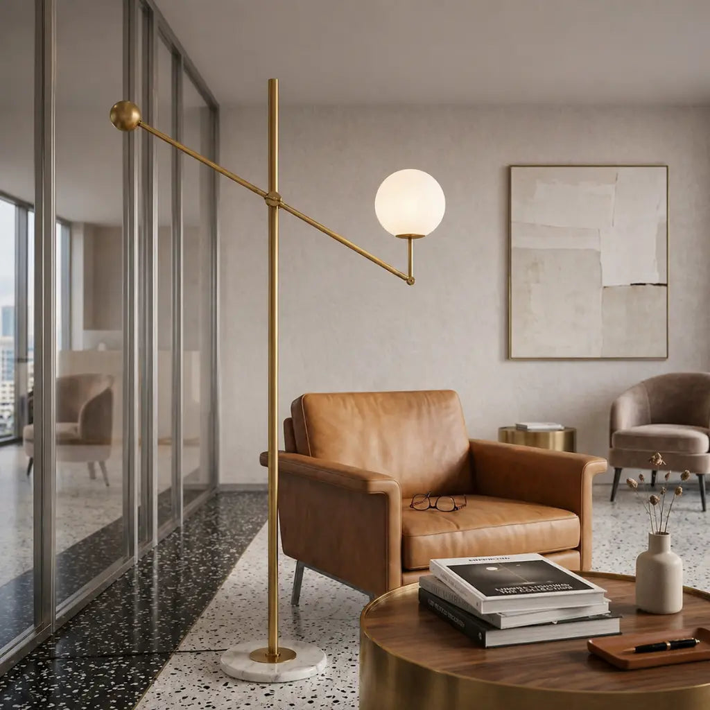 KEMI Floor Lamp - Gold/Opal Matt