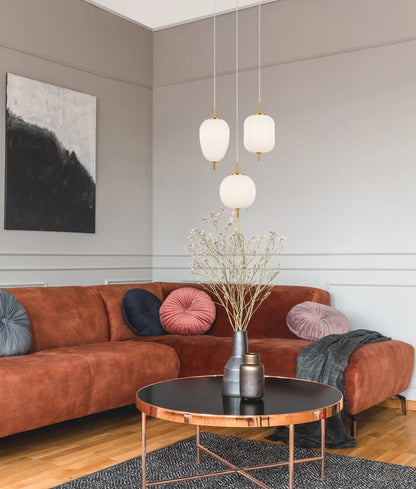 PINO: Interior Opal Matte Mirror Finish Glass Oval Pendant Lights