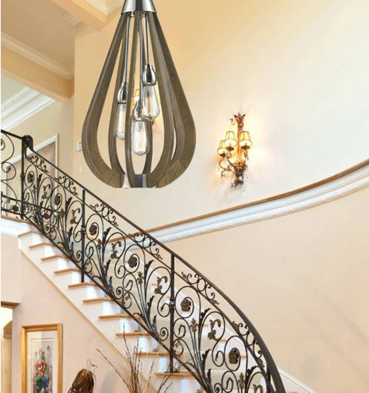 BONITO3: Rustic Large Taupe Tear Drop Pendant Light