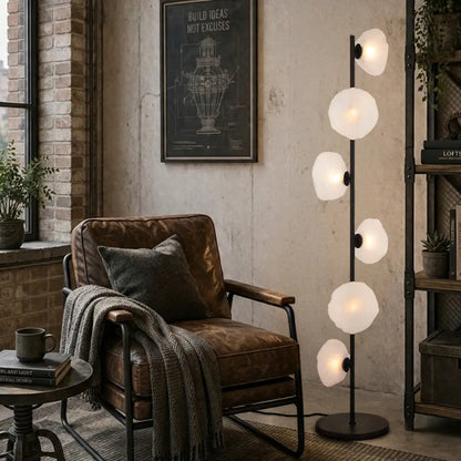 ZECCA 6 Light Floor Lamp - Black/Frost
