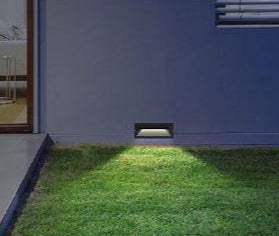BRICKTRI: LED Tri-CCT Exterior Recessed Rectangular Wall / Brick Lights IP65 - Dark Grey