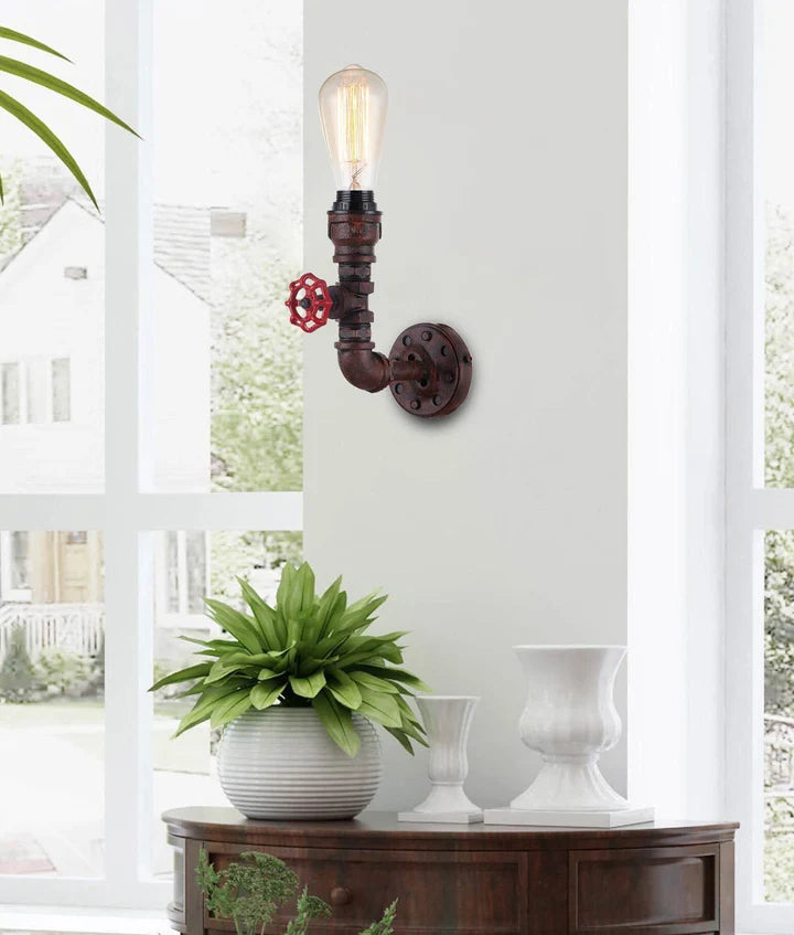 STEAM: Interior Aged Iron 1xPipe Wall Light - 1 Light