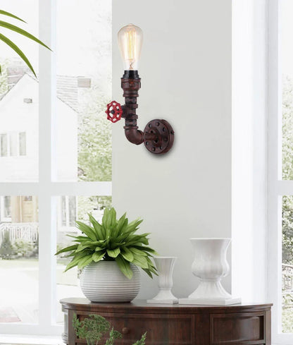 STEAM: Interior Aged Iron 1xPipe Wall Light - 1 Light