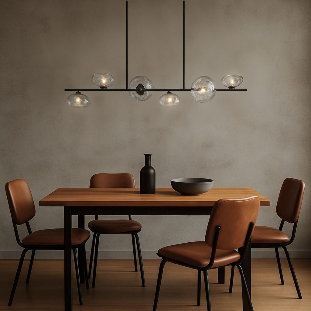 ZECCA 6 Linear Pendant Light - Black/Smoke