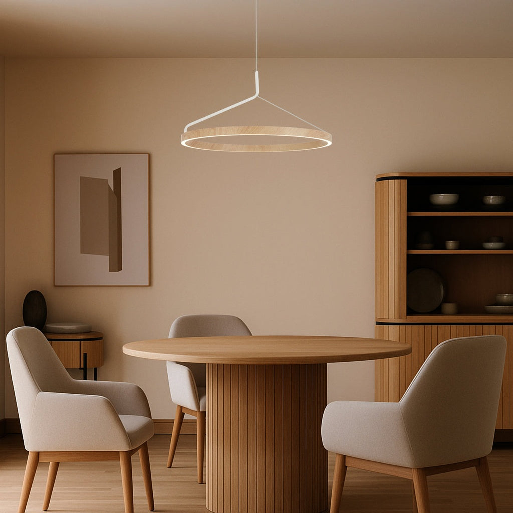 TRUVON 60CM Pendant Light - White/Oak