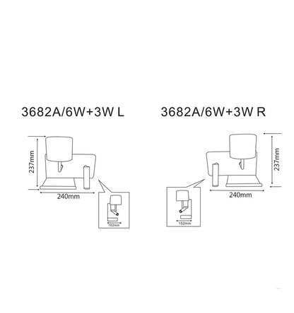 VIGO: City Series LED 2 Switch Frosted Glass Deco Wall Light &amp; Reading Light (with USB charger)