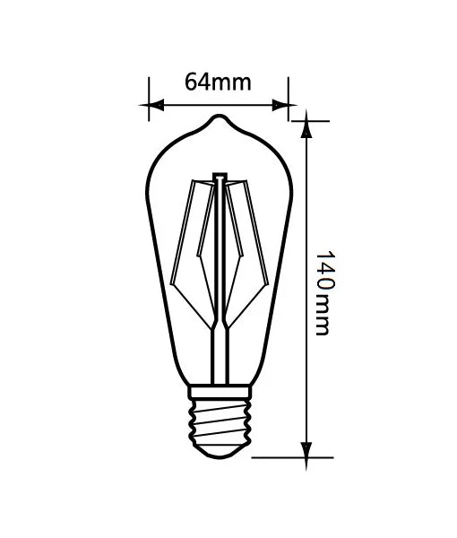 ST64 Pear Shape LED Filament Dimmable Globes Clear Diffuser (8W) - Options: E27 6000K