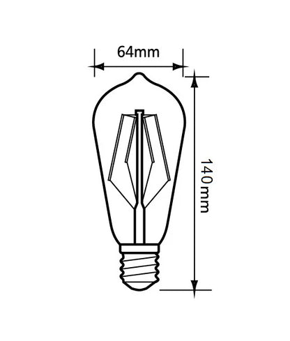 ST64 Pear Shape LED Filament Dimmable Globes Clear Diffuser (8W) - Options: E27 6000K