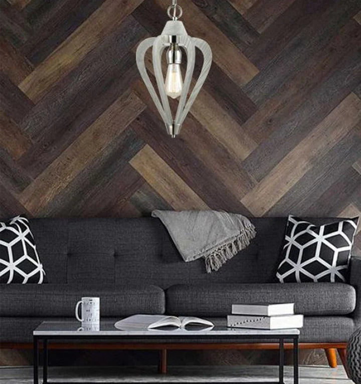 SENORITA: Rustic Small Winter Moss Wood Pendant Light