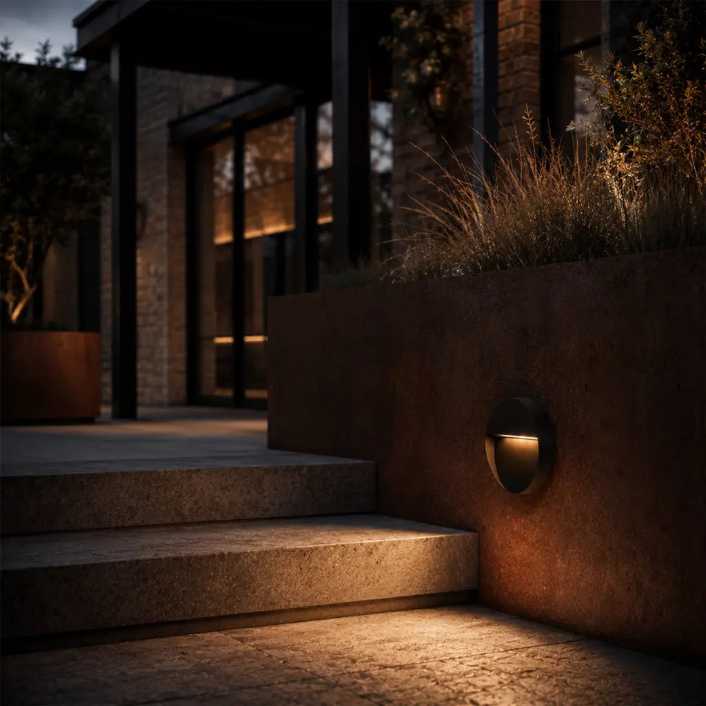TERIN 24V Exterior LED Round Wall Light - Black