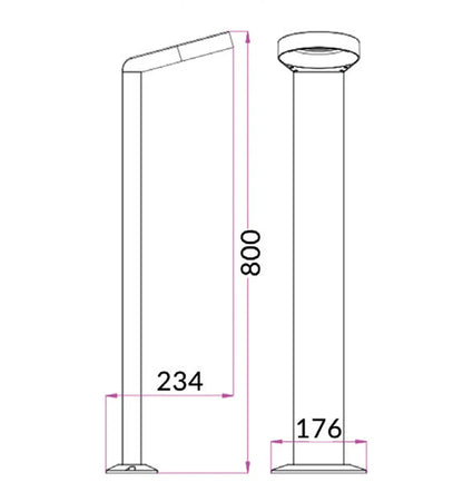LED Surface Mounted Grey Bollard Lights IP54 - Hoop