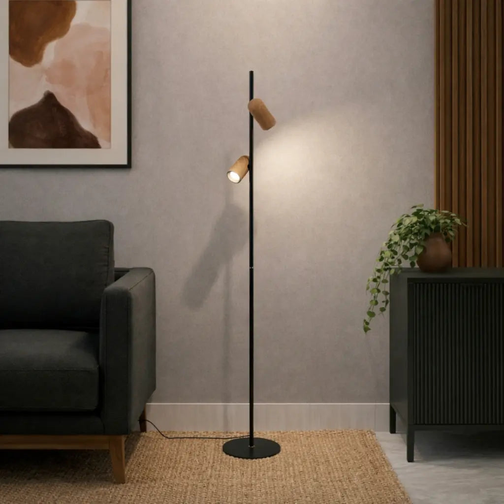 KINDLE Floor Lamp - Wood/Black