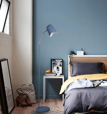 PASTEL: Scandinavian Iron Slim Floor Lamps - Matte Blue