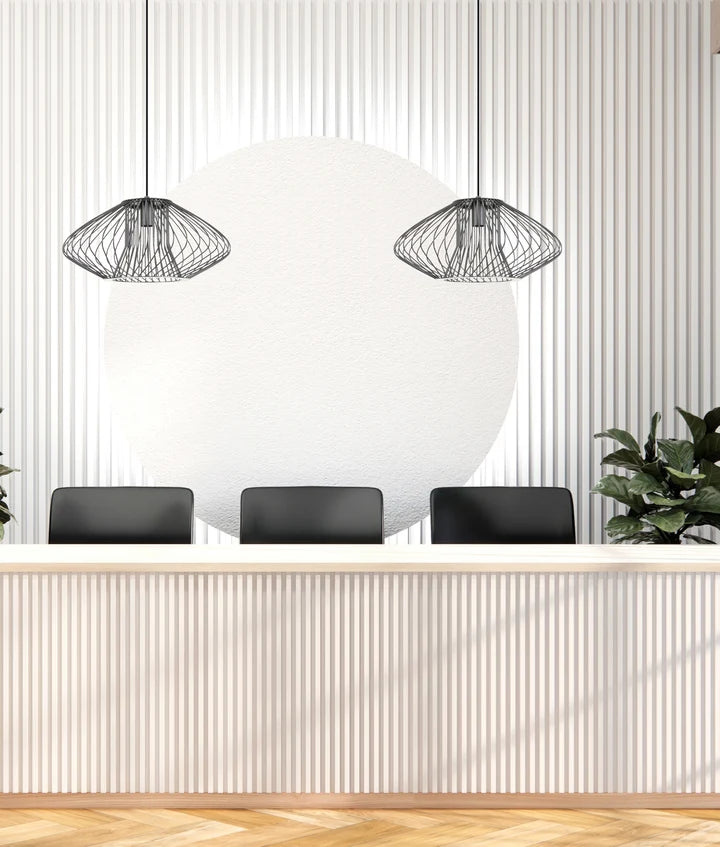 PARRILLA: Interior Oval Cage Iron Pendant Lights OD440mm - Matte Black