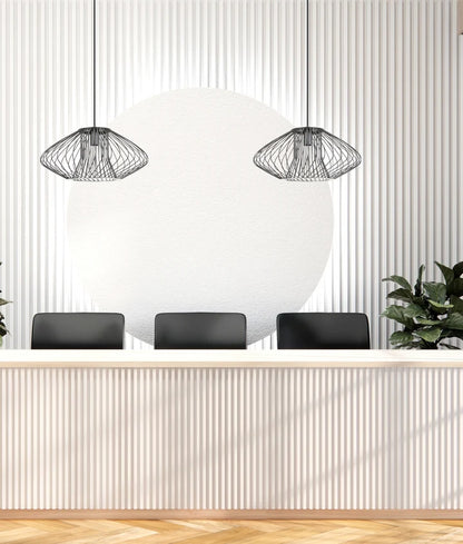PARRILLA: Interior Oval Cage Iron Pendant Lights OD440mm - Matte Black