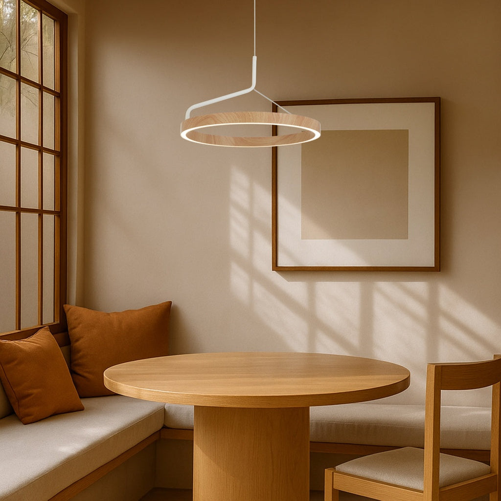 TRUVON 40CM Pendant Light - White/Oak