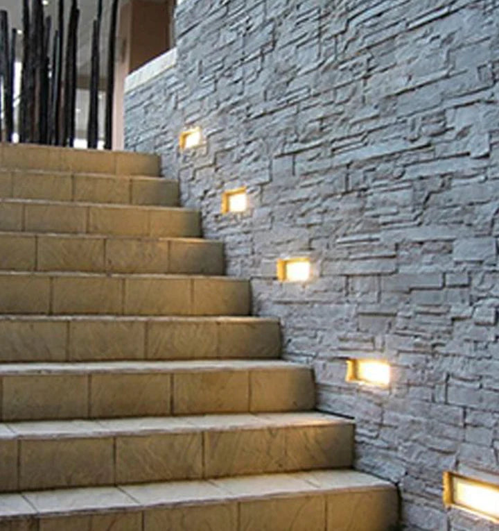 BRICKTRI: Exterior LED Tri-CCT Recessed Rectangular Frosted Diffuser Wall / Brick Lights IP65 - Dark Grey (Copy)