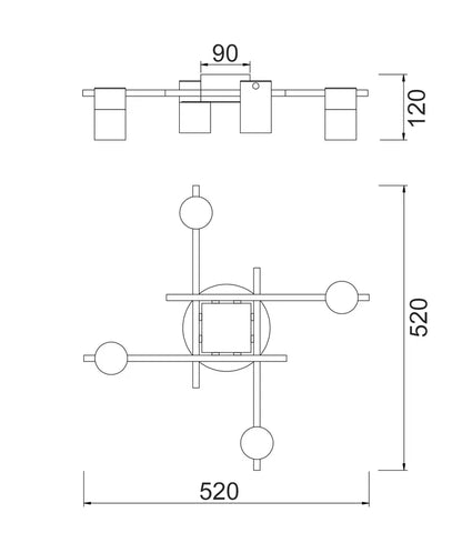 TACHE: Interior Spot Ceiling Lights (with Adjustable White Heads) IP20 - 4 Lights