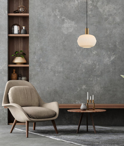 PAPEL: Interior Pleated Opal Opaque Dome Glass Pendant Lights