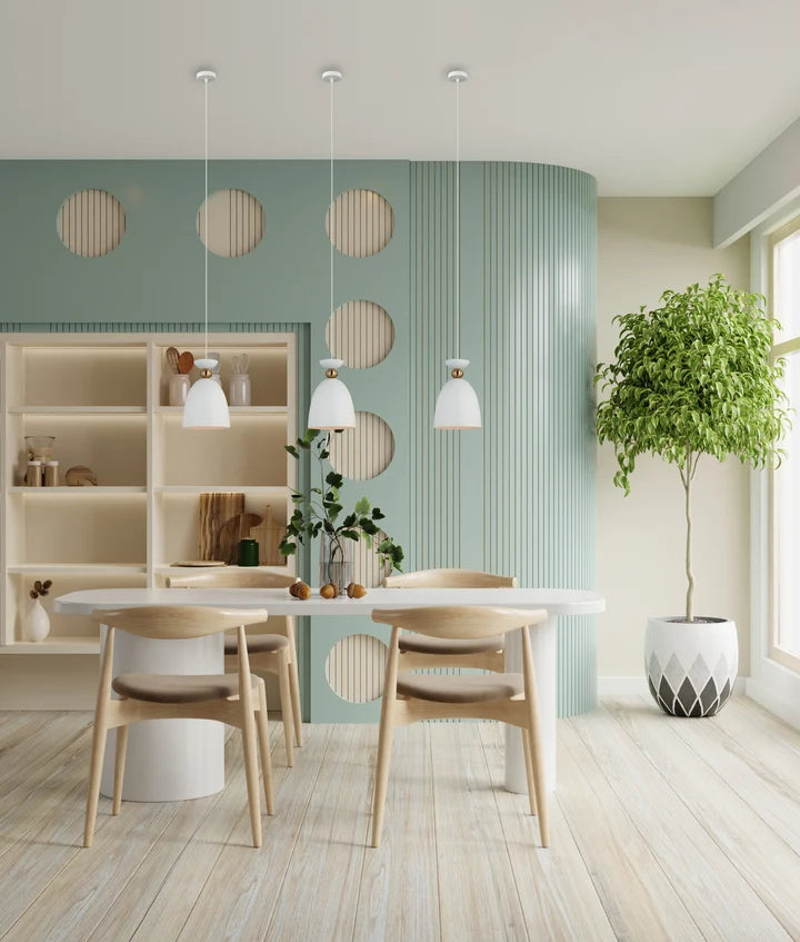 KANSI: Interior Bell Shape Pendant Light - Matte White
