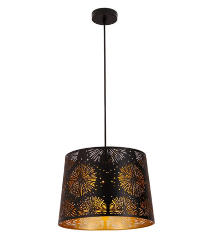 PENSHADE: Interior Slanted with Starburst Pattern Laser Cut Pendant Lights - Black