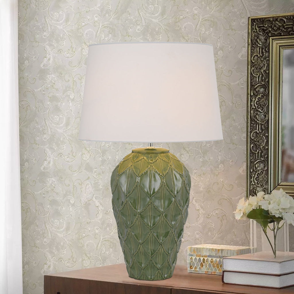 MADRID Ceramic Table Lamp - Green/White