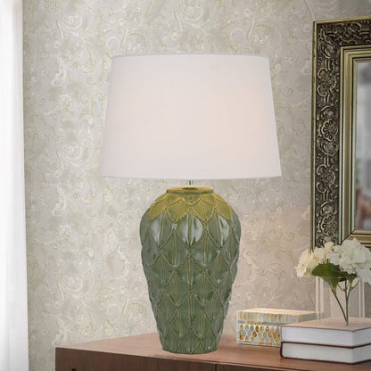 MADRID Ceramic Table Lamp - Green/White